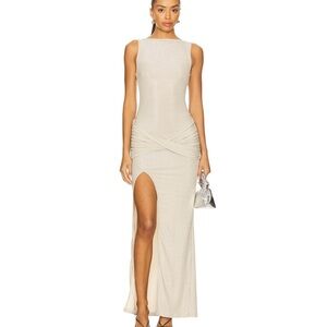 NWT Superdown x Yhasmina Ferrara Zixuan Maxi Dress in Silver